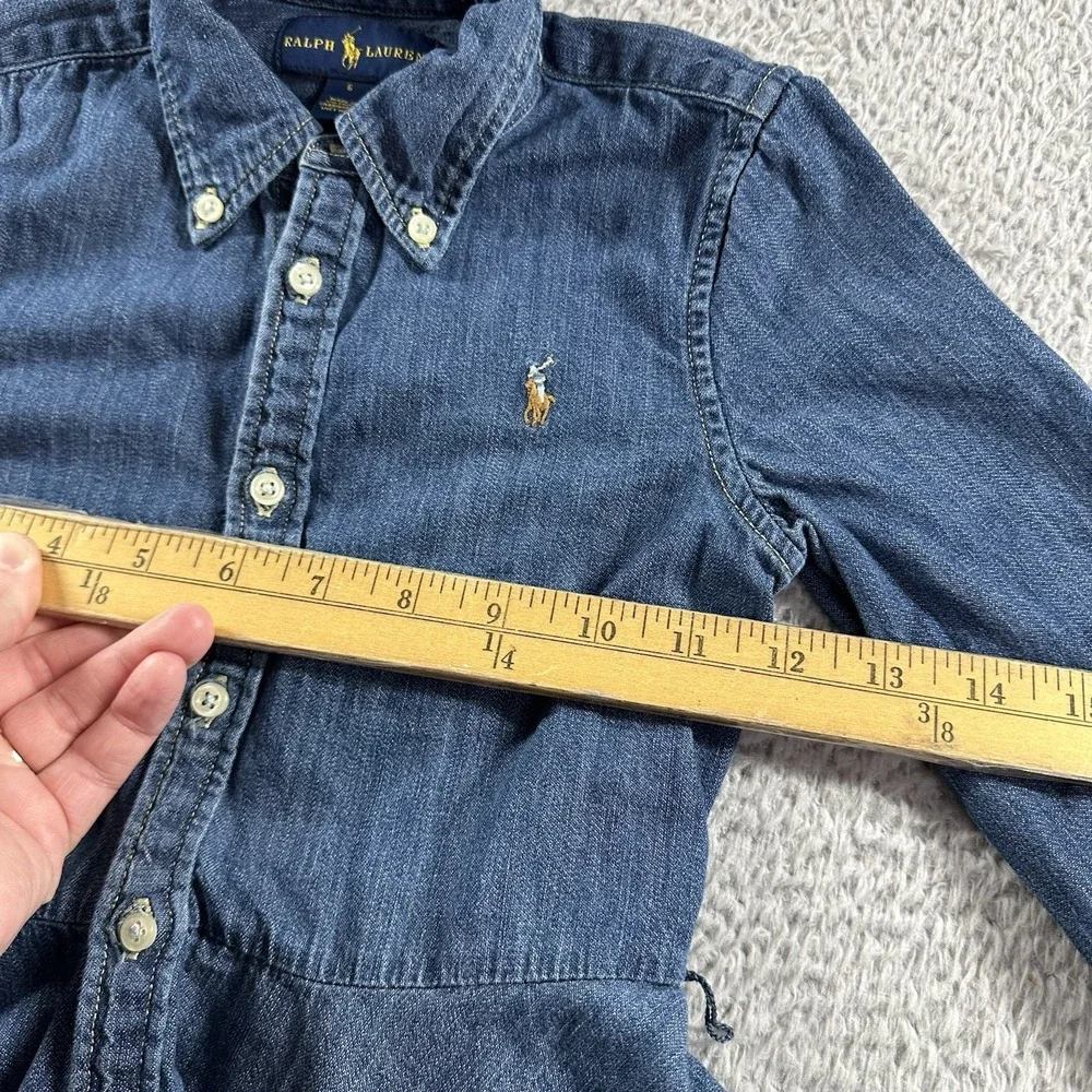 Polo Ralph Lauren Denim Shirt Dress A Line Youth‎ Girls 6 Flowy Pockets